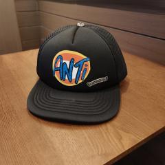 Chrome Anti Logo Black Trucker Hat Graffiti Print