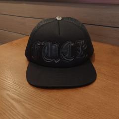 Chrome Black‑on‑Black Trucker Hat Gothic Leather Patches