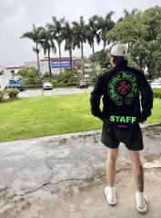 1:1 Quality CH Neon Green Circle Logo Pocket Long Sleeve Tee Black