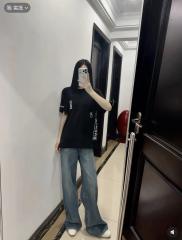 1:1 Top Quality CH Black Tee Gothic Vertical Logo Pocket T‑shirt
