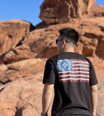 1:1 Top Quality CH Black Tee American Flag Cross Logo Print