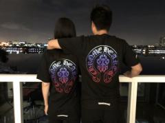1:1 Top Quality CH Black Tee Gradient Horseshoe Logo Back Print