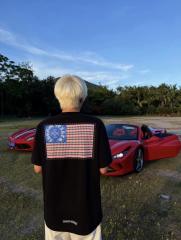 1:1 Top Quality CH Black Tee American Flag Cross Logo Print