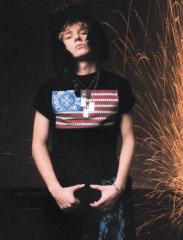 1:1 Top Quality CH Black Tee American Flag Cross Logo Print