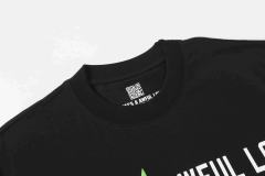 Cough Syrup Minimal Street Green Hemp Leaf Accent Horizontal Slogan Front Large Vertical Bold Segmented Letter Tee 2 colors 29302254
