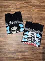 Cough Syrup Asaali In Loving Memory Letter Pablo Escobar Face Print Birth Death Year Gun Handcuff Oversized Tee 29288692