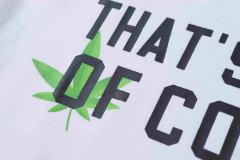 Cough Syrup Minimal Street Green Hemp Leaf Accent Horizontal Slogan Front Large Vertical Bold Segmented Letter Tee 2 colors 29302254