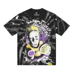 Cough Syrup Trippy Purple Liquid Splash Vortex Graphic Two Sided Print Black Spiral Tie Dye Unisex Tee 29303783