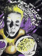 Cough Syrup Trippy Purple Liquid Splash Vortex Graphic Two Sided Print Black Spiral Tie Dye Unisex Tee 29303783