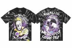 Cough Syrup Trippy Purple Liquid Splash Vortex Graphic Two Sided Print Black Spiral Tie Dye Unisex Tee 29303783