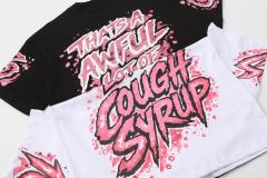 Cough Syrup Pink Splatter Graffiti Cup Front Back Double Sided Print Tee 2 colors 29290023