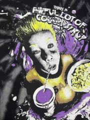 Cough Syrup Trippy Purple Liquid Splash Vortex Graphic Two Sided Print Black Spiral Tie Dye Unisex Tee 29303783