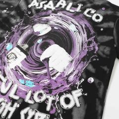 Cough Syrup Trippy Purple Liquid Splash Vortex Graphic Two Sided Print Black Spiral Tie Dye Unisex Tee 29303783