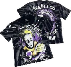 Cough Syrup Trippy Purple Liquid Splash Vortex Graphic Two Sided Print Black Spiral Tie Dye Unisex Tee 29303783