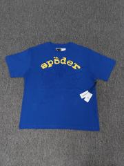 1:1 Top Quality Royal Blue Yellow Foam Tone-On-Tone Spider Web Short Sleeve T-Shirt