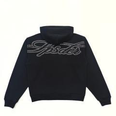 1:1 TOP Quality 3D Letter Rhinestone Zipper Hoodie & Pants Set