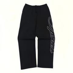 1:1 TOP Quality 3D Letter Rhinestone Zipper Hoodie & Pants Set