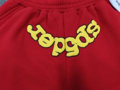 Red Yellow Reverse Arch Raw Hem Sweat Shorts