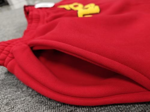 Red Yellow Reverse Arch Raw Hem Sweat Shorts