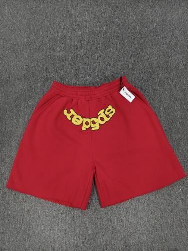 Red Yellow Reverse Arch Raw Hem Sweat Shorts