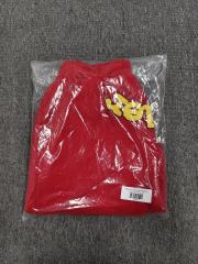 Red Yellow Reverse Arch Raw Hem Sweat Shorts