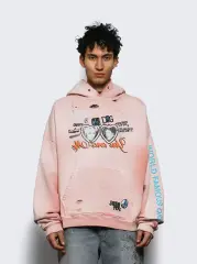 Paly Hollywood Graffiti Distressed Hoodie