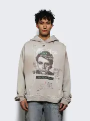 Paly Hollywood Hand Distressed Faded Pullover Hoodie
