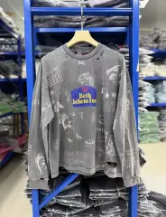 Paly Hollywood Vintage Distressed Print Long Sleeve Tee