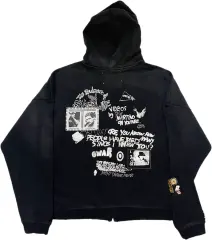 Paly Hollywood Letter Print Zip Hoodie
