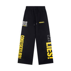 Asaali Side Vertical Slogan Wide‑Leg Sweatpants