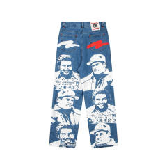 Asaali Cartel Mugshot Print Baggy Denim Jeans