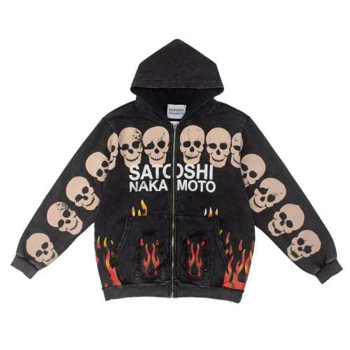 Satoshi Fire Skull Zip Up Jacket