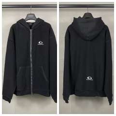 BLCG Black Minimal Small‑Logo Full‑Zip Hoodie