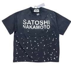 Satoshi White Spot Holes Shirt Washed Black