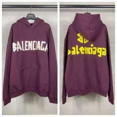 BLCG Burgundy Distressed Frayed Yellow Letter Pullover Hoodie
