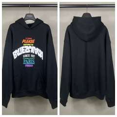 BLCG Black Multi‑Color Vintage Text‑Print Pullover Hoodie
