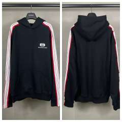 BLCG Black Side‑Stripe Small‑Logo Pullover Hoodie
