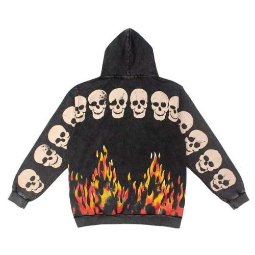Satoshi Fire Skull Zip Up Jacket
