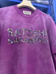 Satoshi Colorful Rhinestone Letters Shirt Purple