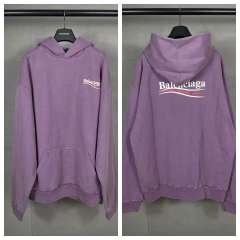 BLCG Washed Purple Small‑Logo Front‑Back Print Pullover Hoodie