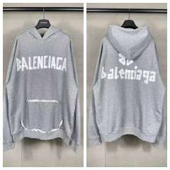 BLCG Heather Grey Distressed Frayed White Letter Pullover Hoodie