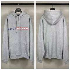 BLCG Heather Gray US Flag Pattern Logo Pullover Hoodie