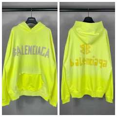 BLCG Neon Yellow Distressed Frayed Letter Pullover Hoodie