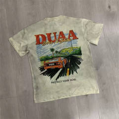 DUAA Vintage Car Graphic Rhinestone Distressed T-Shirt