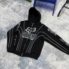Sup Fox Racing Zip Up Hooded Sweatshirt Hoodie