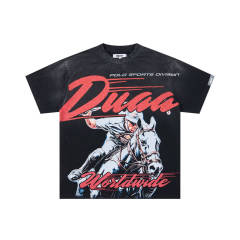 DUAA Vintage Streetwear Rhinestone Graphic Distressed Cotton T-Shirt