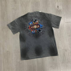 DUAA Vintage Distressed Rhinestone Graphic Cotton T-Shirt