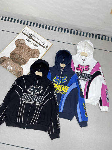 Sup Fox Racing Zip Up Hooded Sweatshirt Hoodie