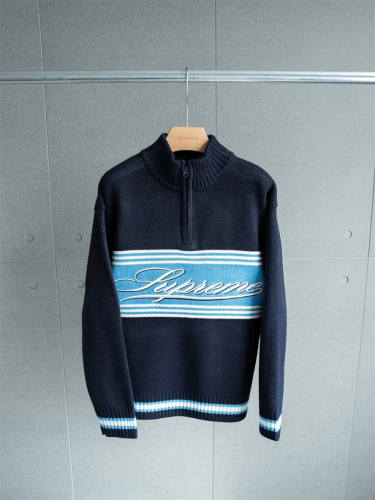 Sup Fw25 Script Stripe Half Zip Sweater 3 Colors