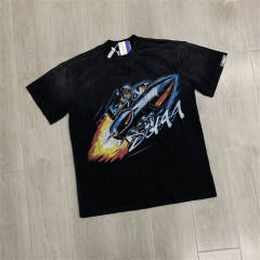 DUAA Vintage Rocket Rhinestone Graphic Washed Cotton T-Shirt